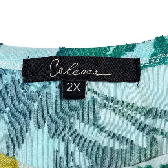 Calessa Butterfly Burnout Textured Tunic Top Shirt Womens Size 2X Boho Artsy - Picture 6 of 7